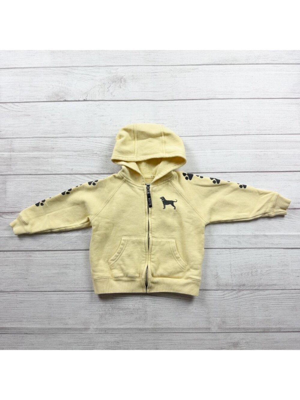 The Black Dog Legacy Collection Yellow Hoodie Sherpa Lined Paw Print 2T Toddler
